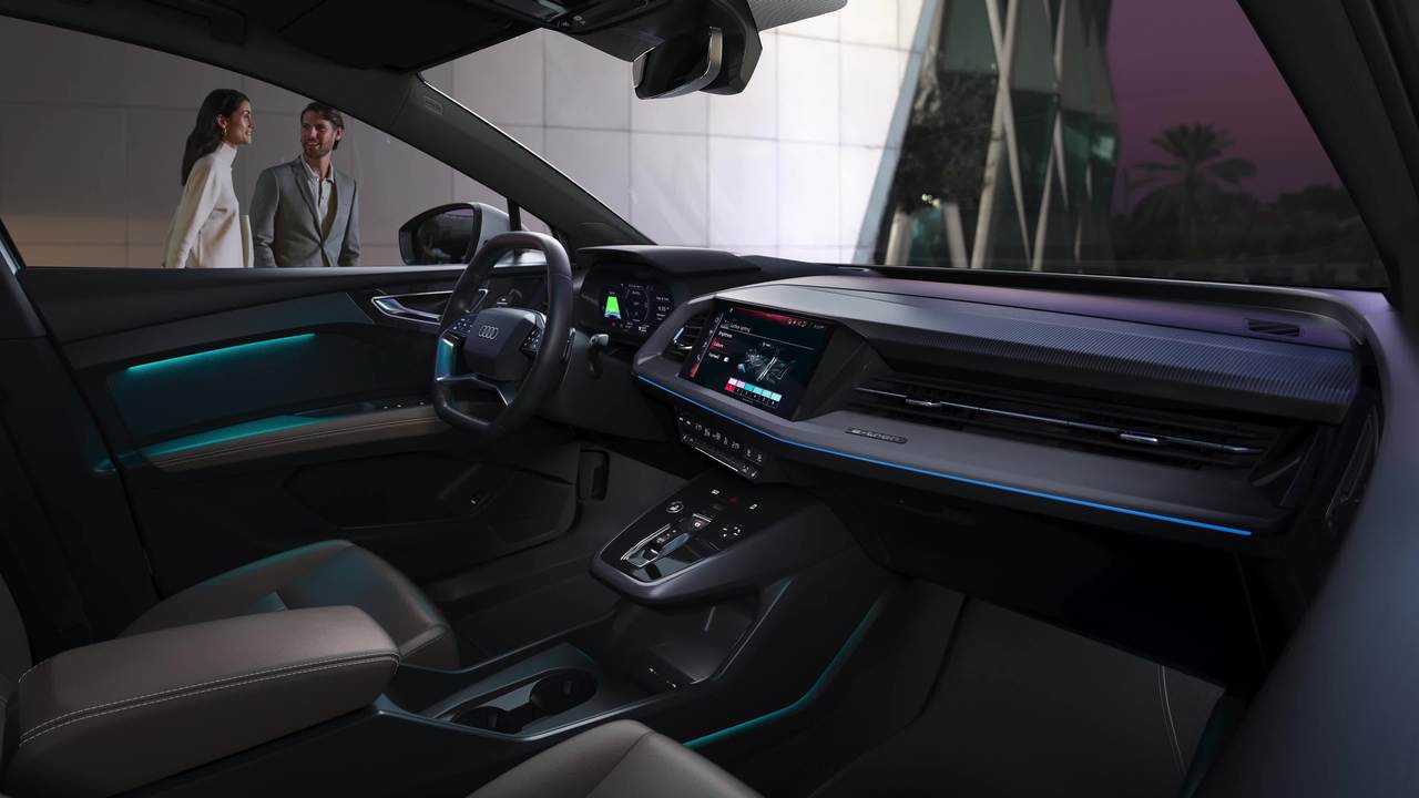 Das optionale Audi Ambientelicht in einer Animation – hier im Audi Q4 Sportback e-tron.
